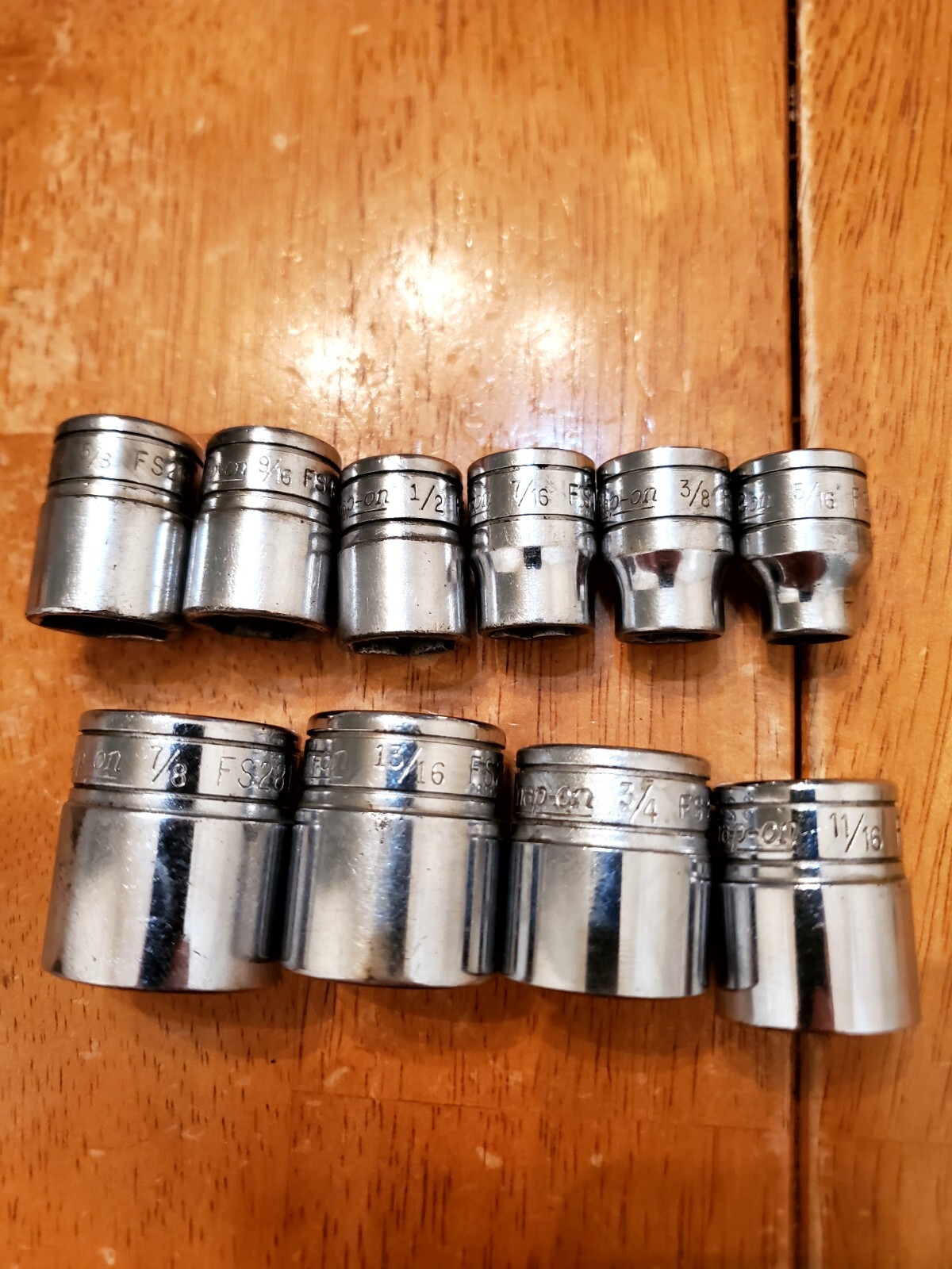Snap On 3/8 Drive 5/16-7/8 6PT Shallow Sockets Lot Of 10