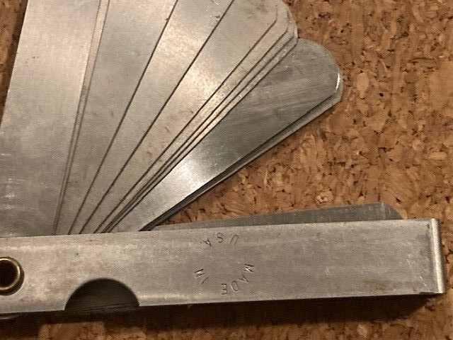 NOS GLOBEMASTER 22 LEAF FEELER GAUGE, 0.0015″ TO 0.025″, USA MADE.