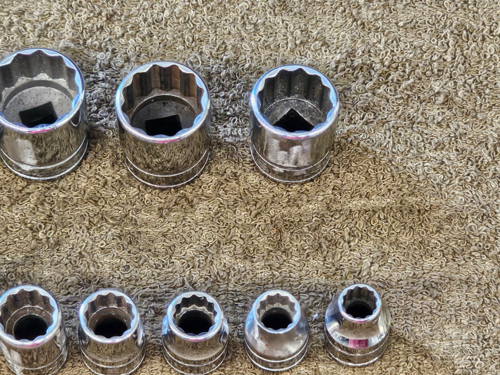 13 Snap On Socket Set 3/8″ Drive F F301 12 Point SAE 15/16 7/8 13/16 3/4 11/16