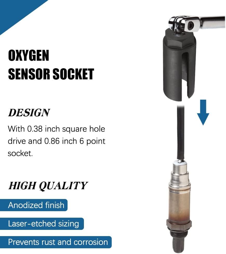 Oxygen Sensor Socket with Side Wire Cutout 3/8″ Inch Drive x 7/8″ (22mm) fits