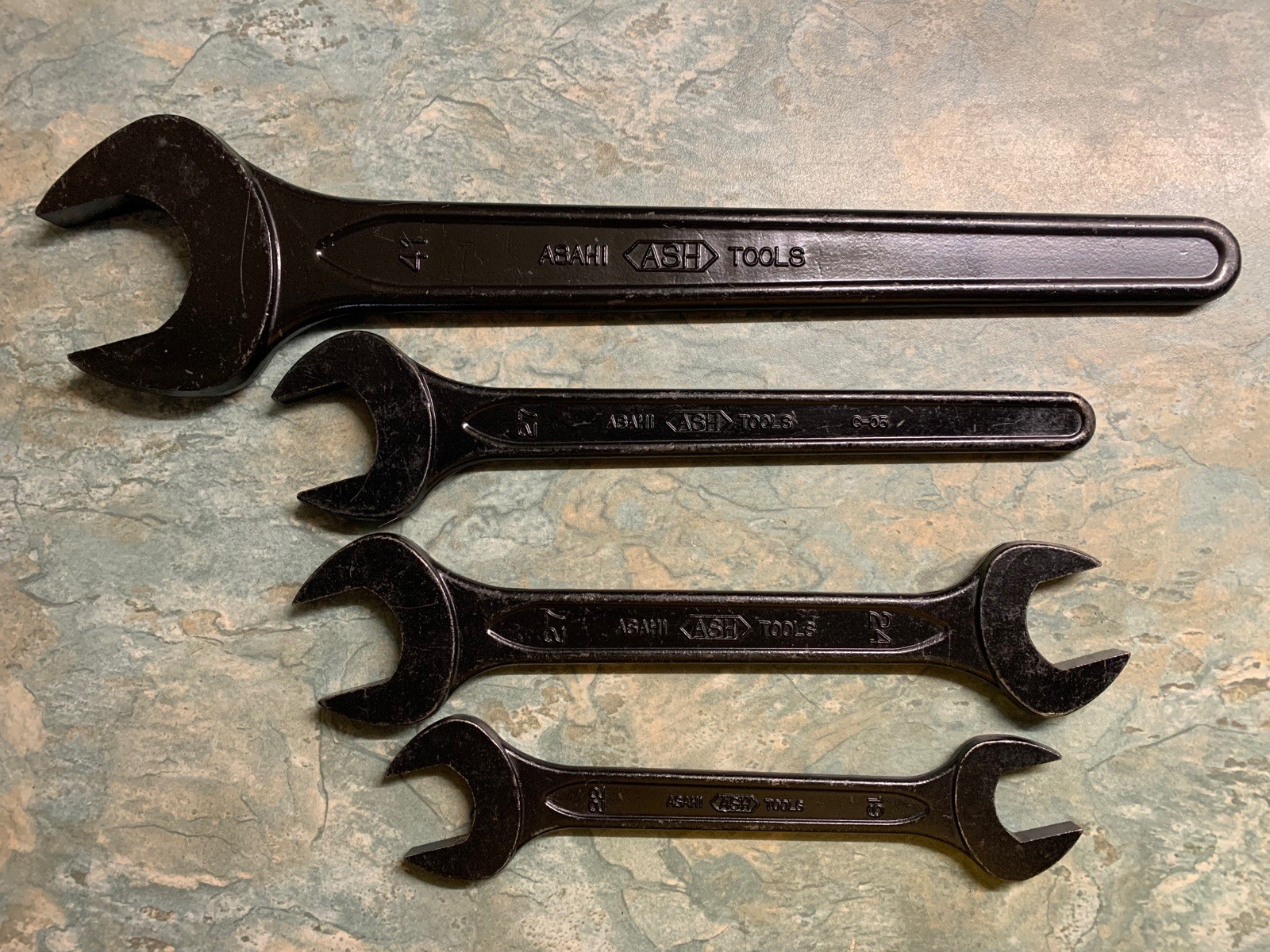 ASH asahi open ended 41 27 24 22 19 mm spanner wrench JAPAN set tools