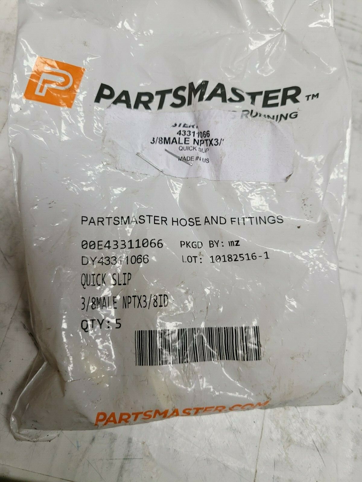 5 pk) Partsmaster 00E43311066 3/8″ Male NPT x Hose and Quick Slip Fittings New
