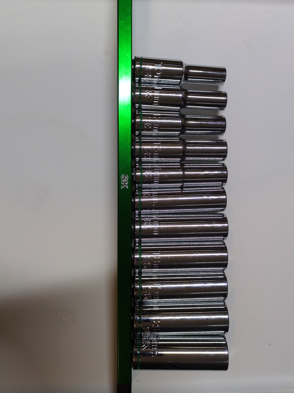 SK Professional Tools 11pc 1/2 Drive Deep Socket Set Metric-New with Rail