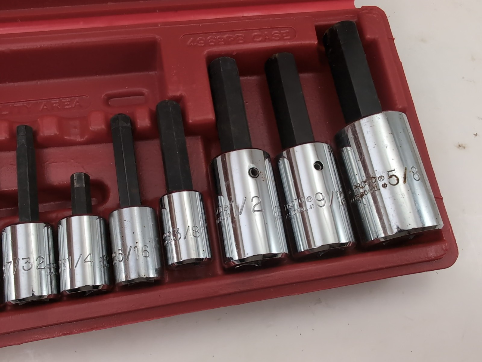 Proto 10pc 1/2″ & 3/8″ Drive SAE Hex Bit Socket Set w/Original Case Made in USA