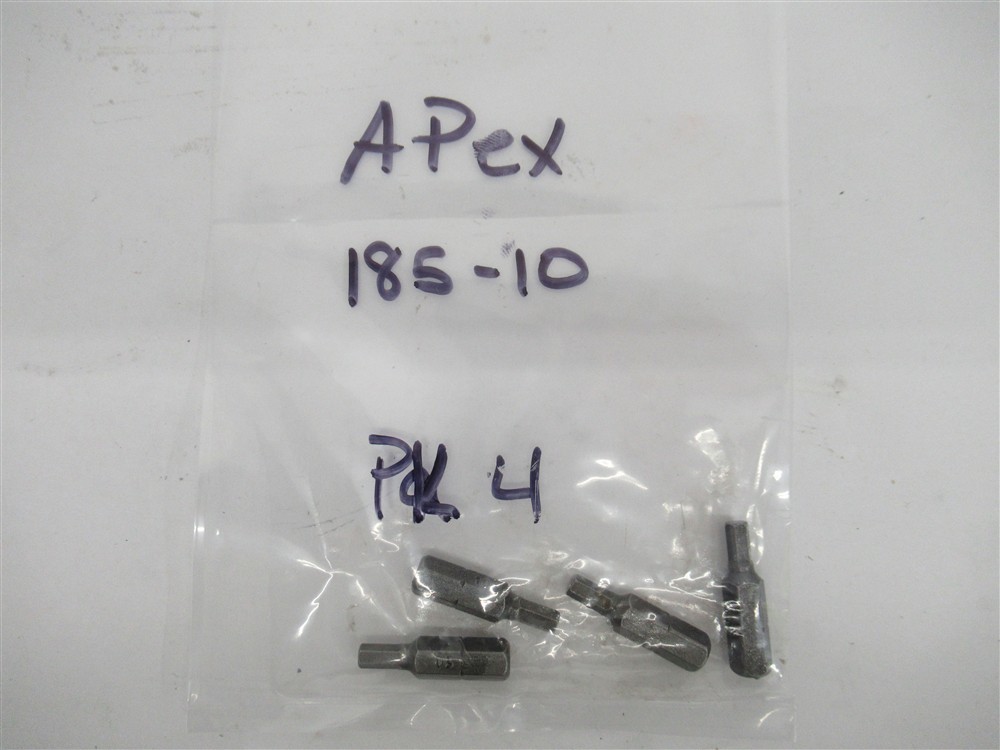 Apex 185-10 , 1/4» Socket Head (Hex-Allen) Hex Insert Bit (PK 4)