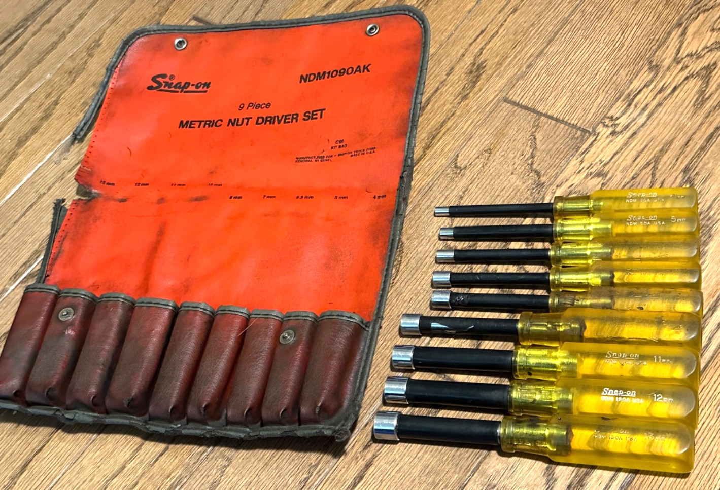 🇺🇸 SNAP ON Tools Covered Shaft Nut Driver METRIC Screwdriver Set Lot Yellow