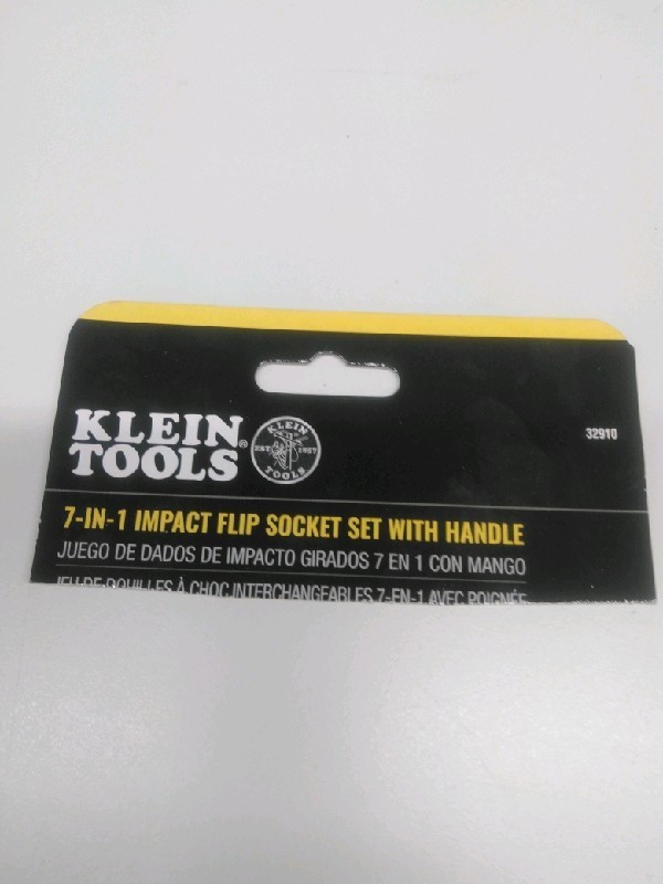 Klein Tools 32910 7-in-1 Impact Driver Flip Socket Set w/ Handle 1/4″ Bit Holder
