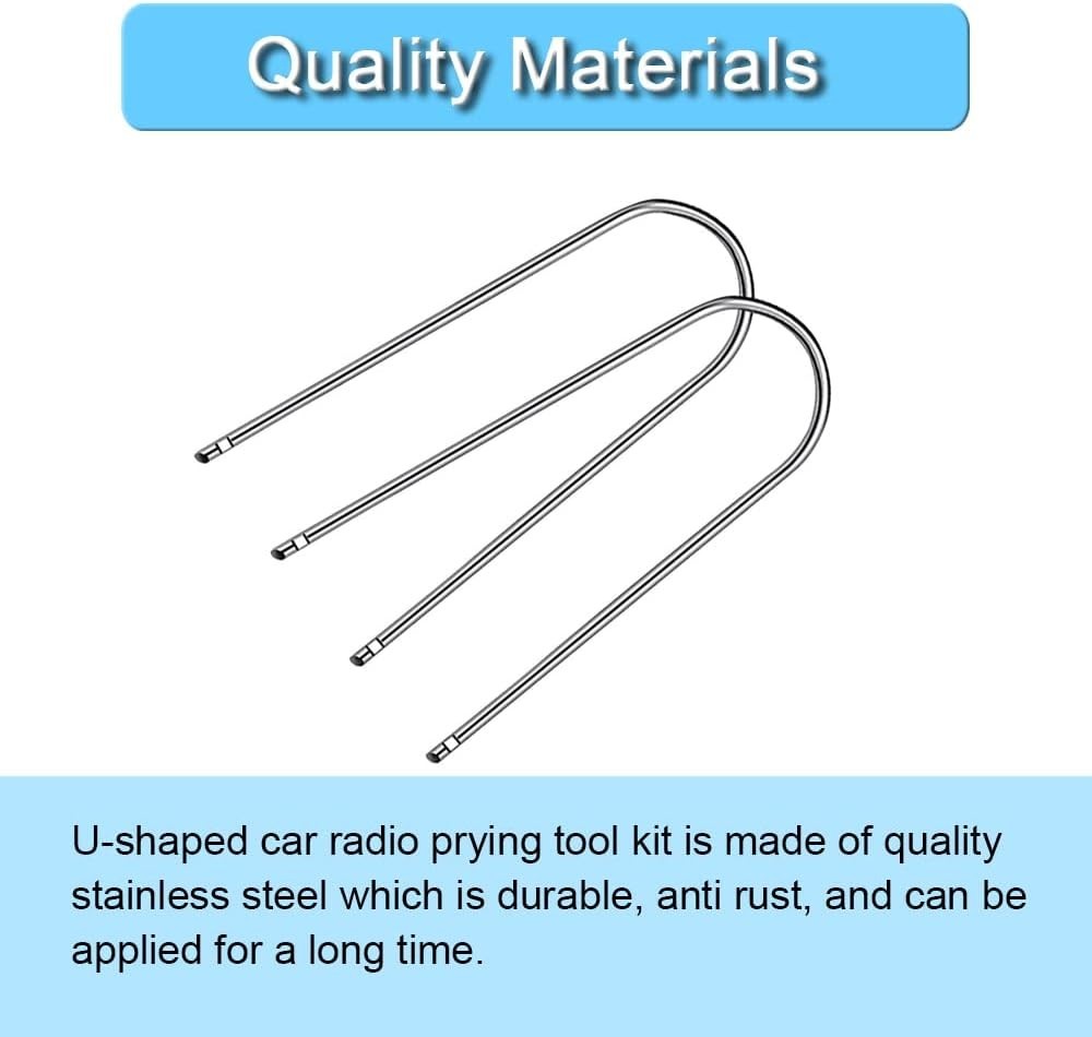 Durable U-Shaped Car Radio Pry Tools – 2PCS Stainless Steel Kit for Vehicles