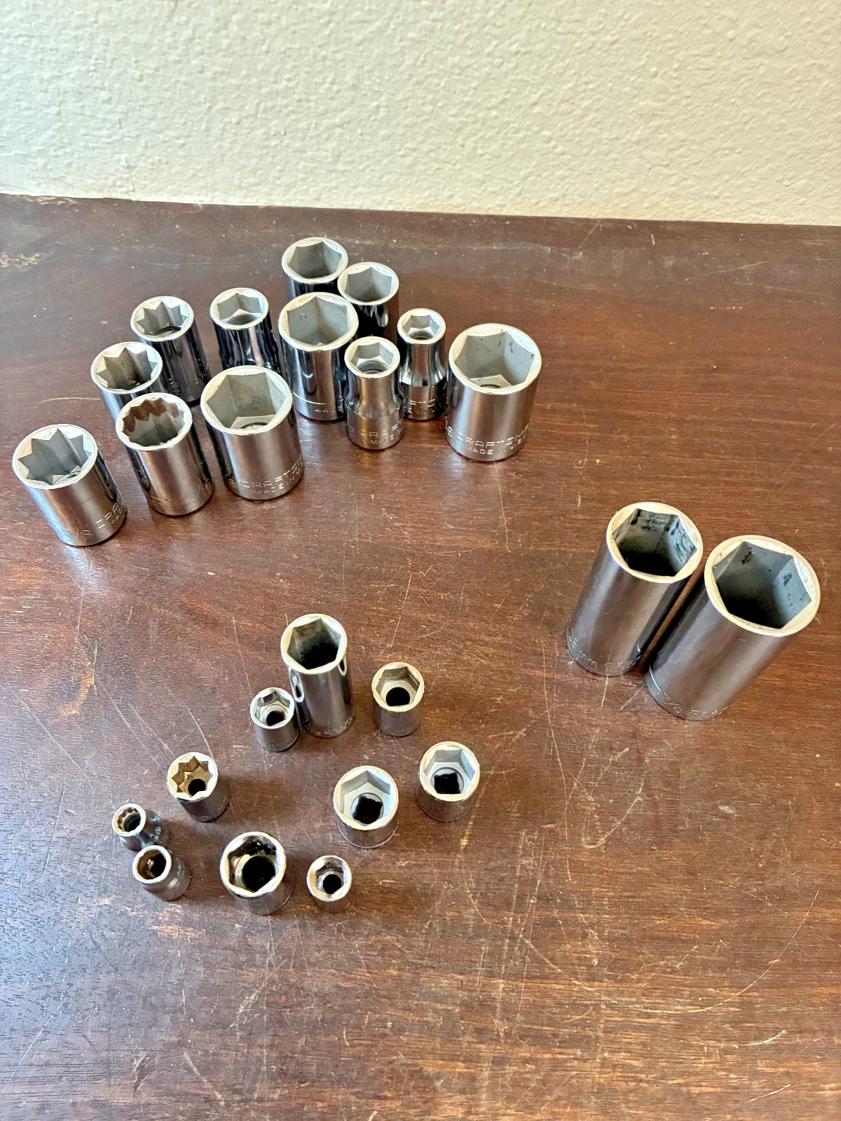 Craftsman Socket Lot of 24 Mix, 1/4″ 3/8″ 1/2″ Drive, 6 & 8 pt