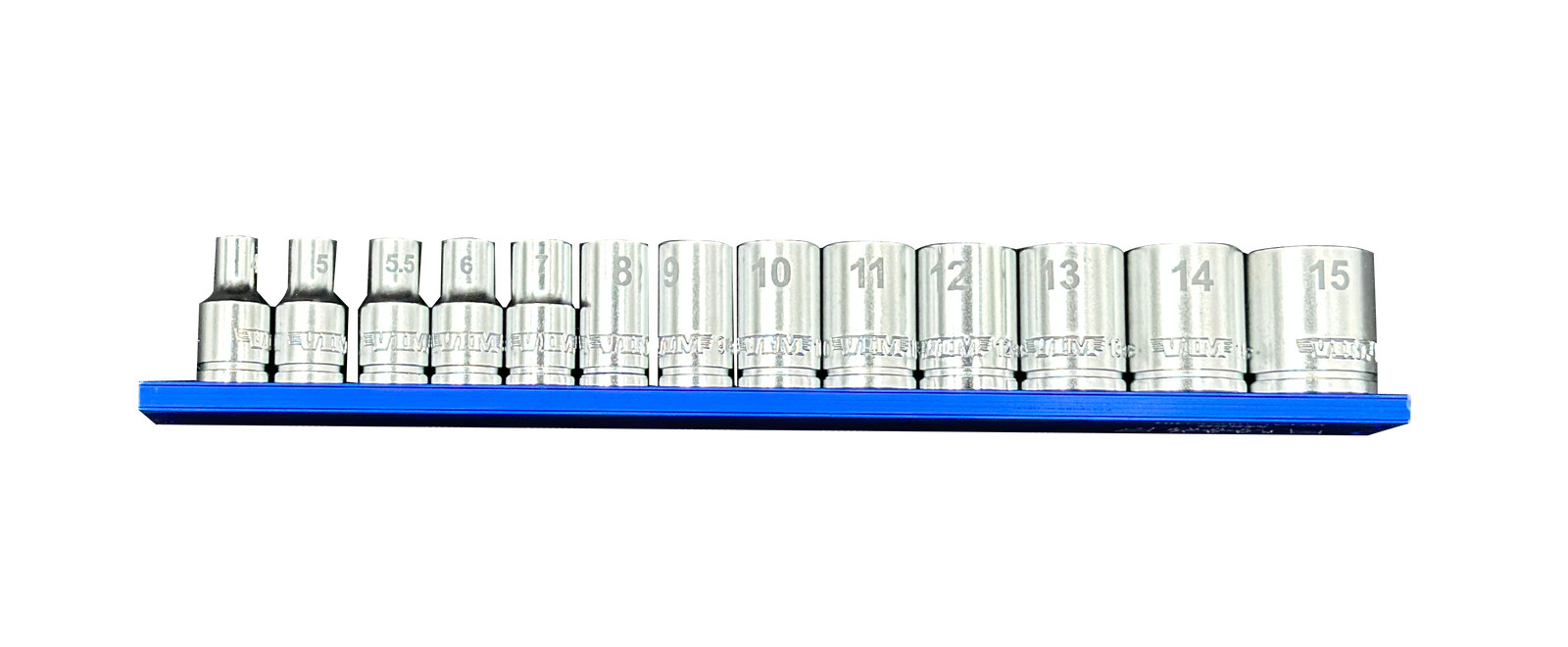 VIM Tools 13 Pc. 1/4» Dr. Metric Socket Set W/ Blue 8″ Magrail SM400