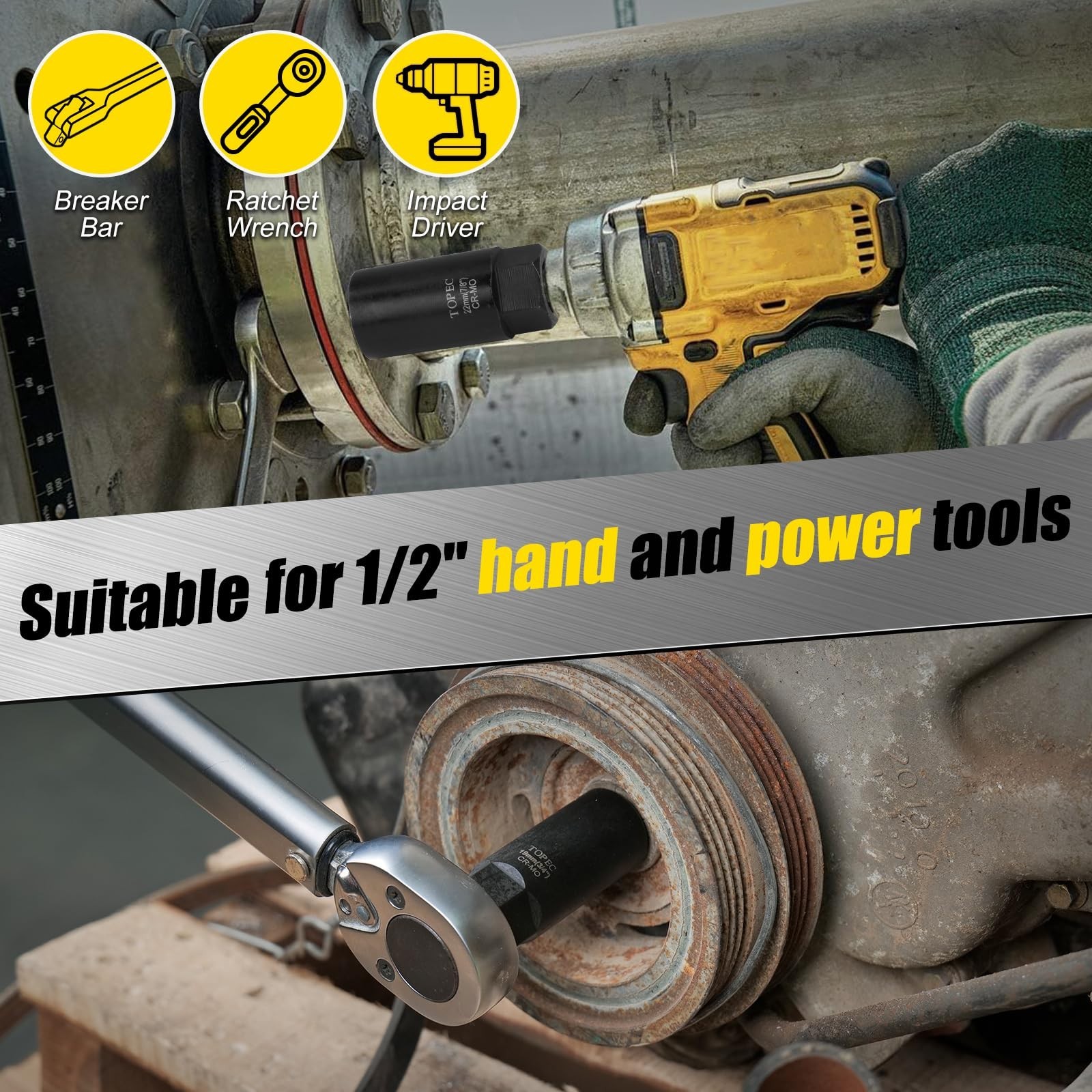 6PCS Lug Nut Removal Tool Set – 1/2″ Drive Extractor for Stripped & Damaged Bolt