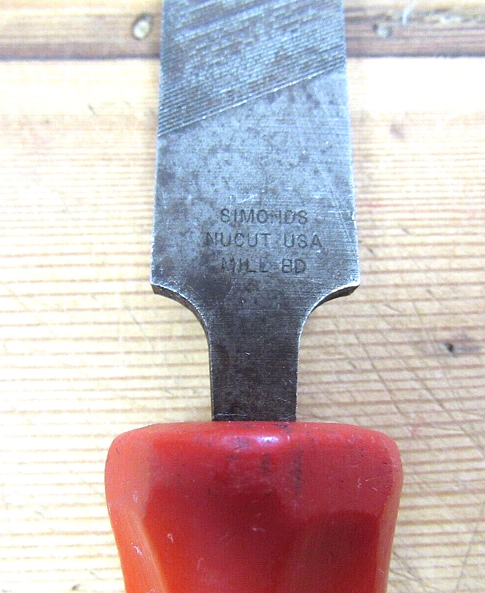SNAP-ON Red Handle File HF-616 USA W/ SIMONDS NUCUT MILL 8D FILE IN GOOD CONDITI