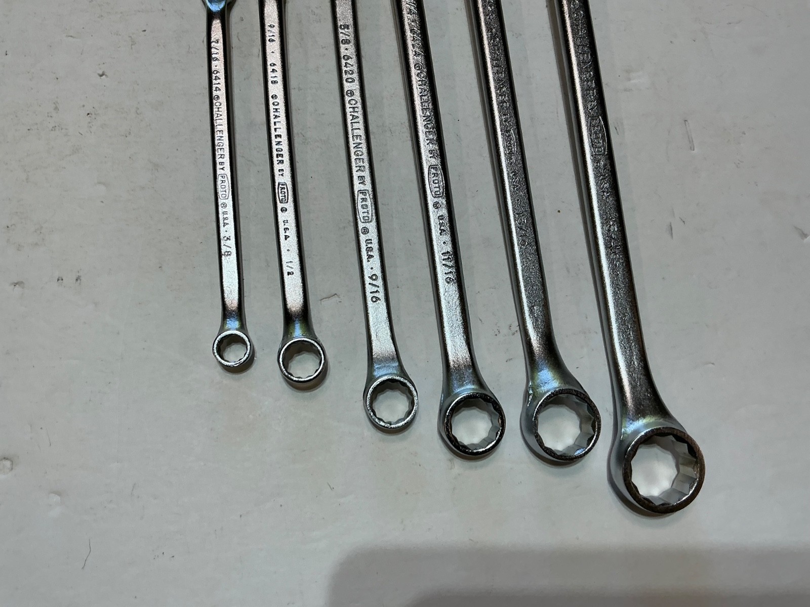 Vtg NOS Challenger by Proto 6 pc SAE double box wrench set 3/8″ to 1″ USA