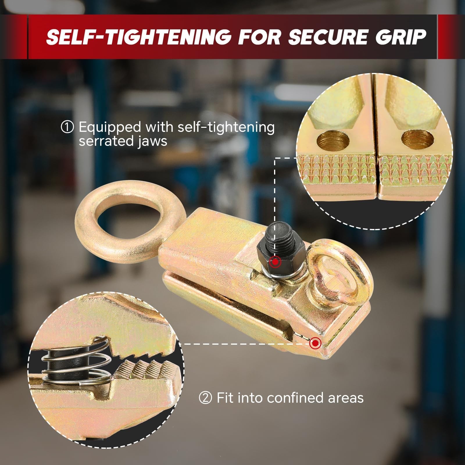 5 Ton Auto Body Repair Clamp Tool | Self-Tightening Frame Pull Clamps for Collis