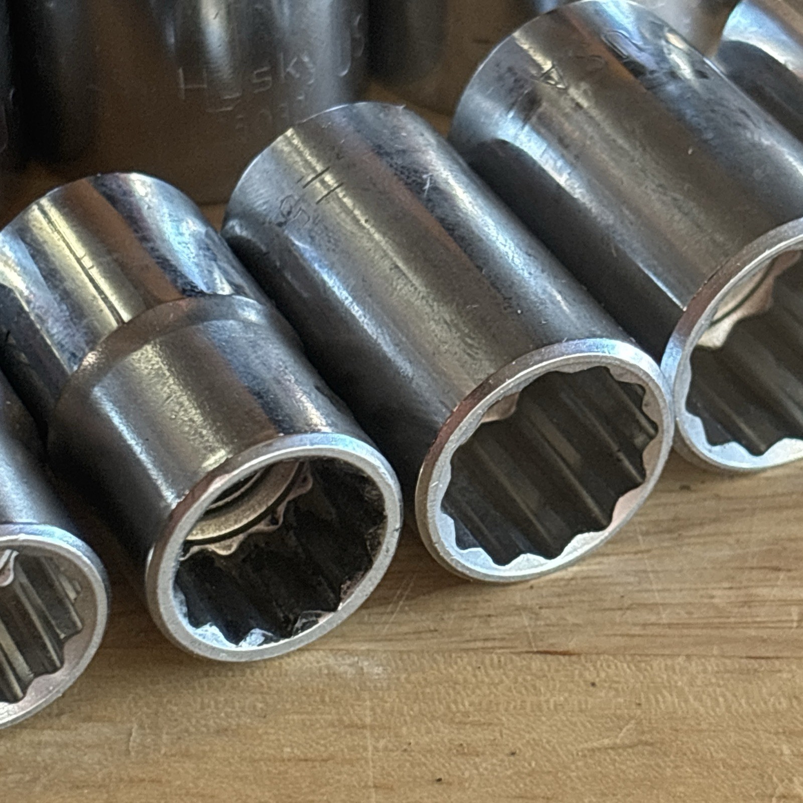 Husky SAE Shallow Socket Set 1/2″ Drive 12 Point 7/16″ to 1-1/4″ Vtg USA READ