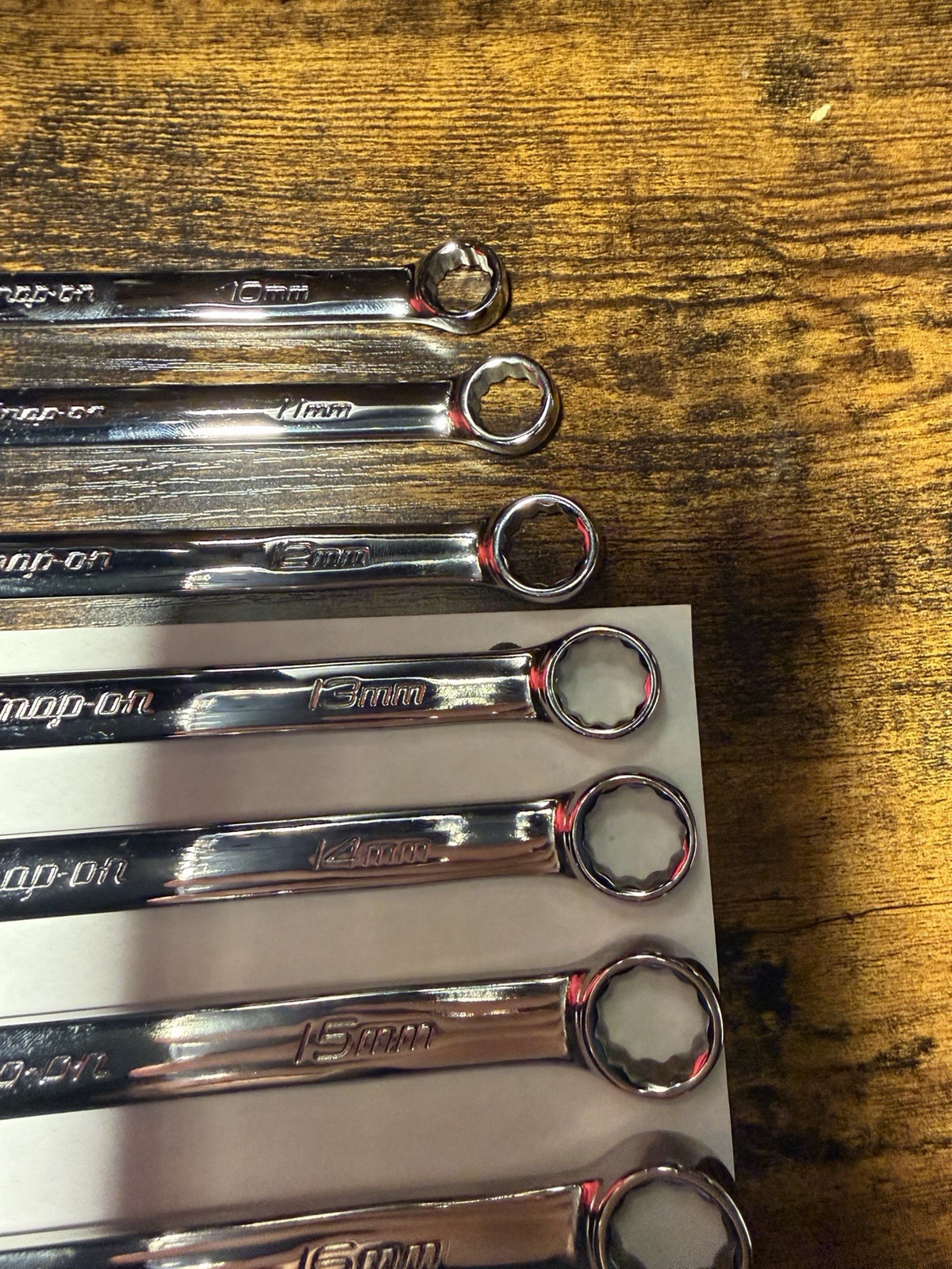 Snap On Tools NEW OEXM710B 10 Piece 10-19mm 12-pt Flank Drive Combo Wrench Set