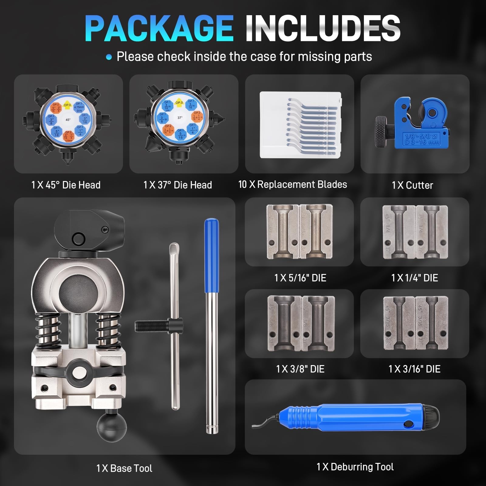 Brake Line Flaring Tool Kit 45° 37° Single Double Bubble Flare 3/16″-3/8″ Tubing