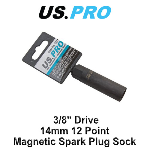 US PRO 3/8″ Drive 14mm 12 Point Thin Wall Magnetic Spark Plug Socket 5871