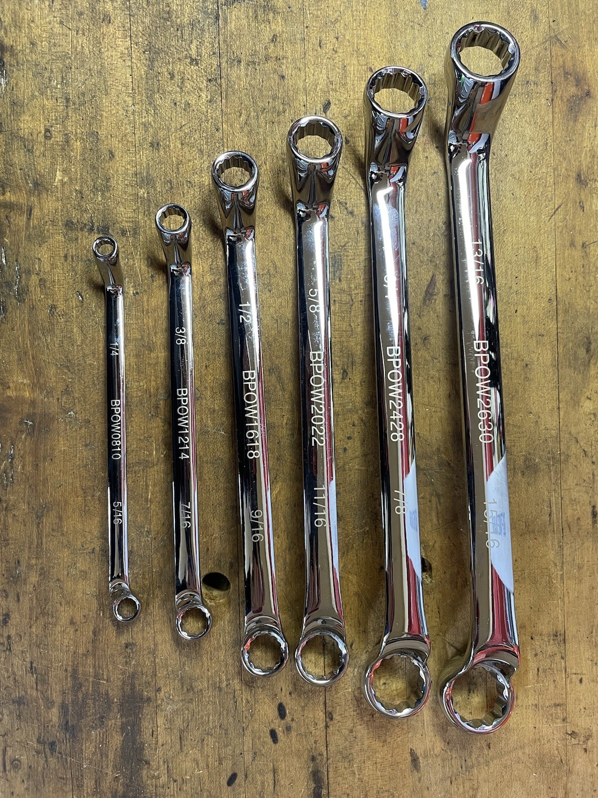 Blue Power BPOW6ST SAE 75degree Deep Offset Box Wrench Set 1/4 To 15/16