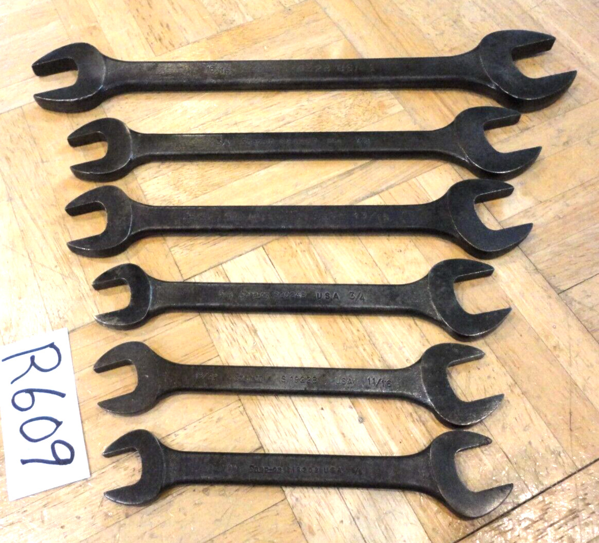 SNAP-ON TOOLS 6 PIECE SAE. OPEN-END WRENCH SET 9/16 -5/8 TO 15/16-1 INCH