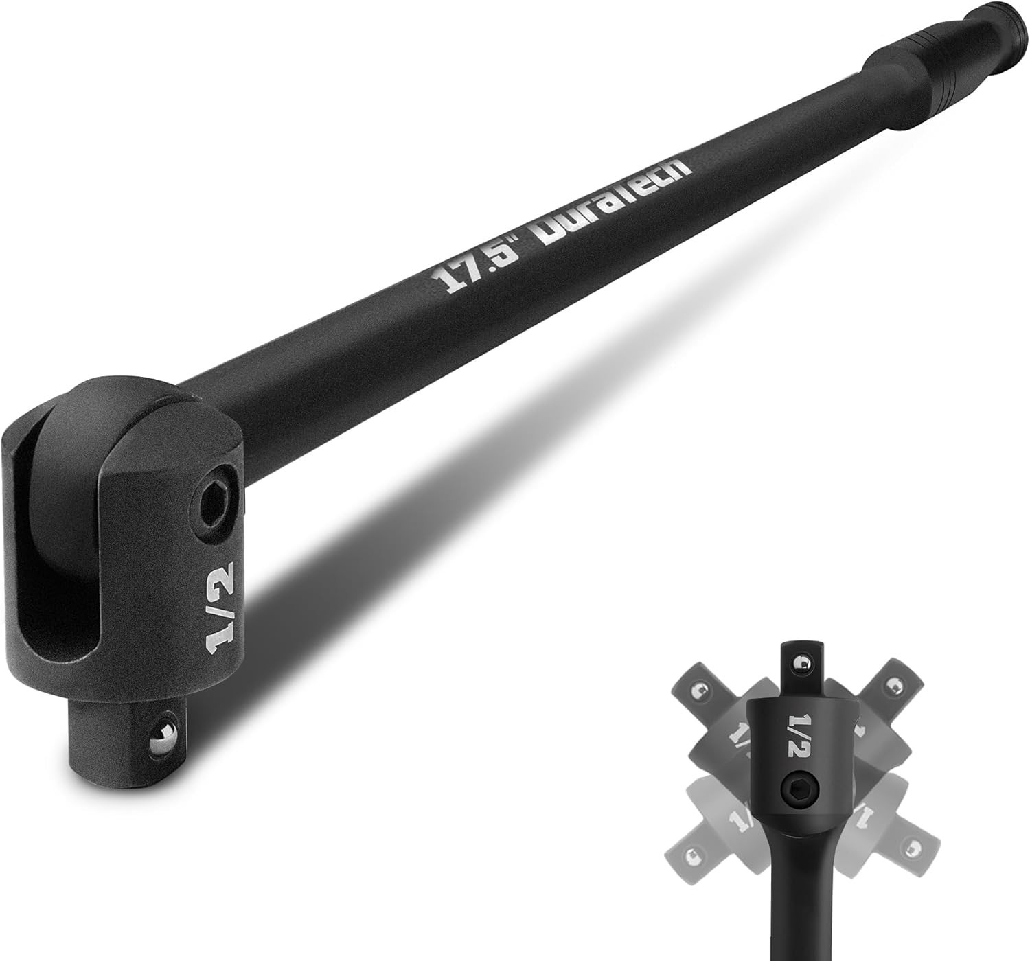 Flexible 17.5-Inch Breaker Bar with 240° Flex Head