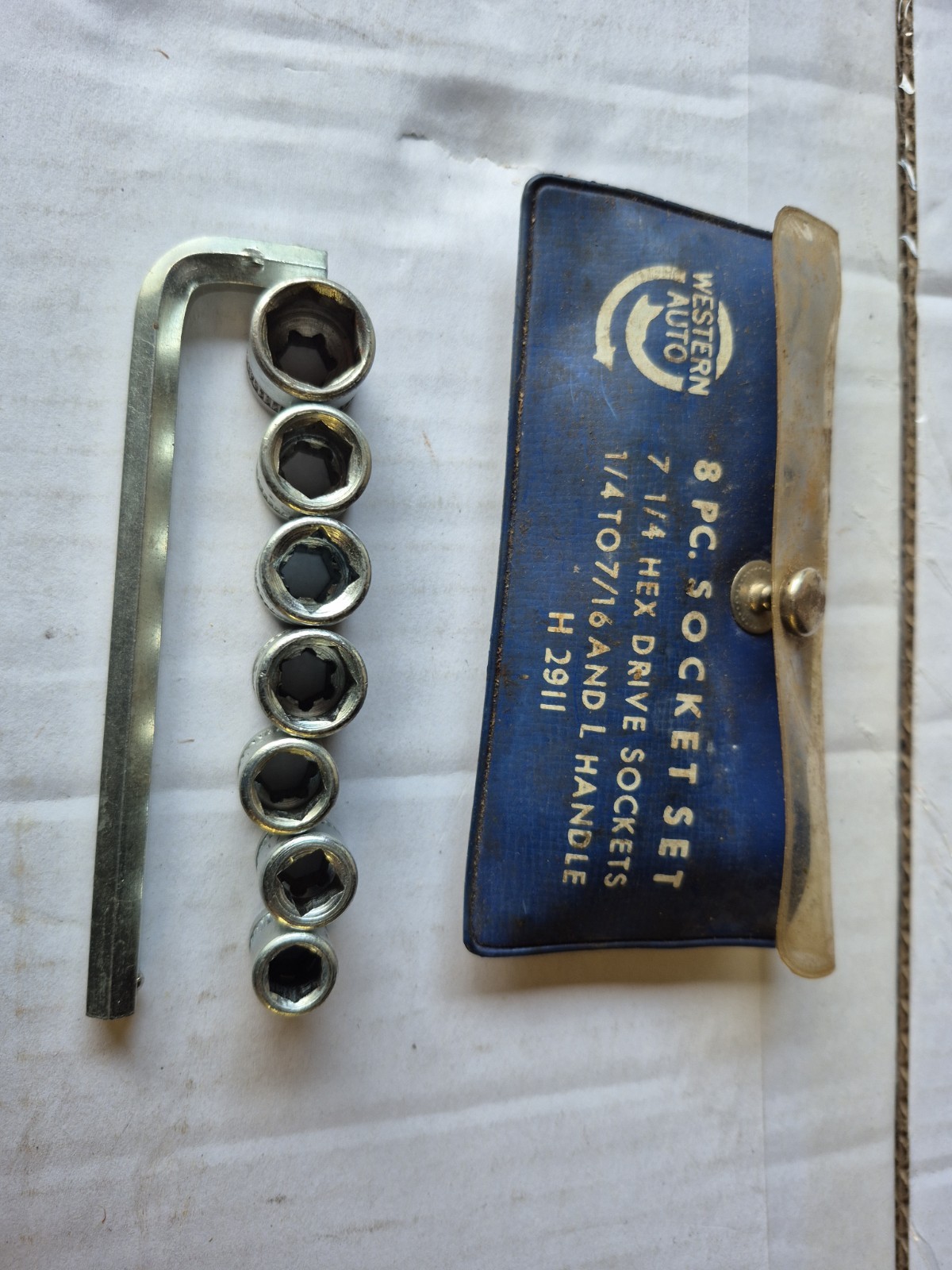 Vintage Western Auto 8 PC Socket Set 7 1/4 Hex Drive Sockets 1/4 To 7/16 HR2911