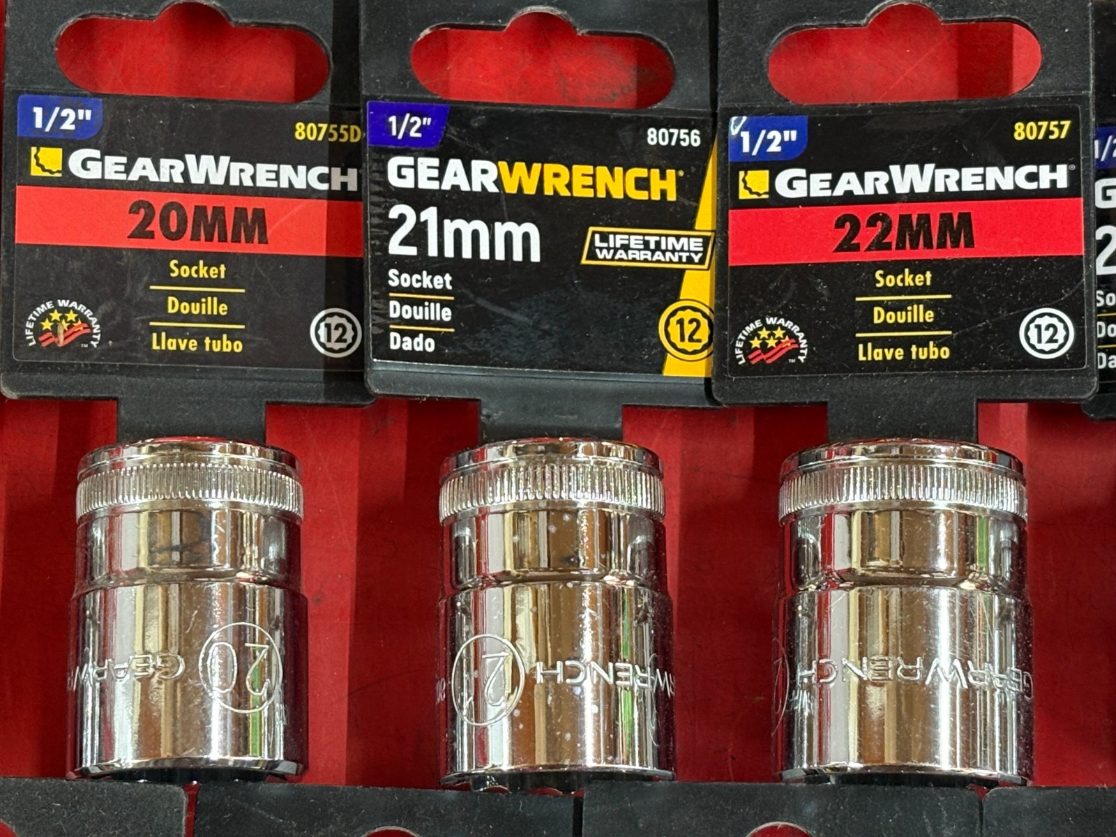 GEARWRENCH (24) PIECE 8mm-36mm 1/2″ DRIVE 12 POINT METRIC STANDARD SOCKET SET P