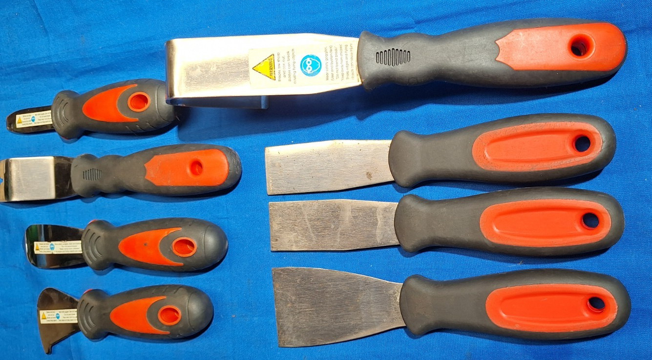 Blue Point 8 piece Knife blade, scraper, V & U Blade door panel tools
