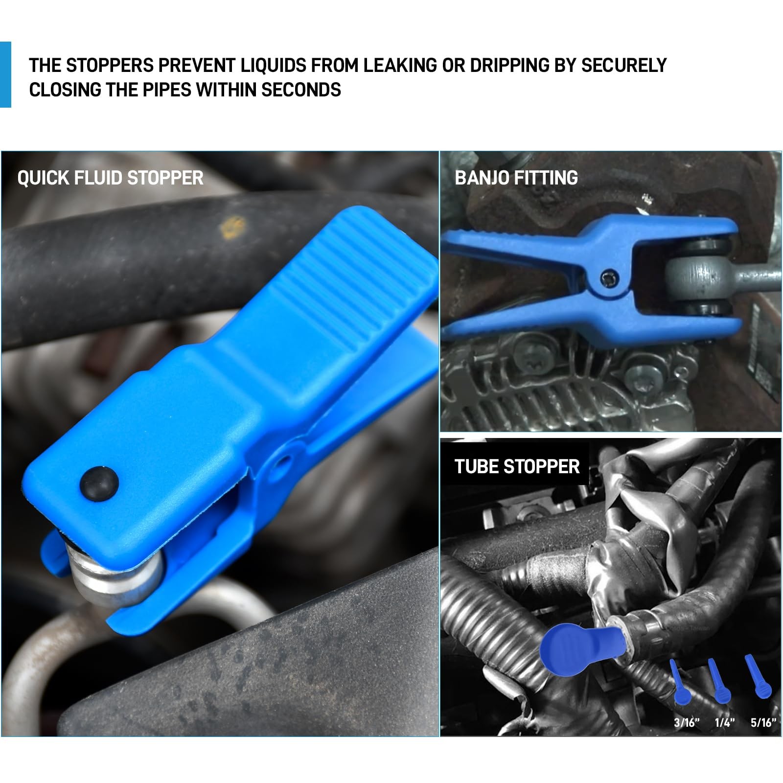 9 PCS Hose Fluid Stopper Set Fuel Line Clamp 8/10 Inch Pinch Pliers Steel