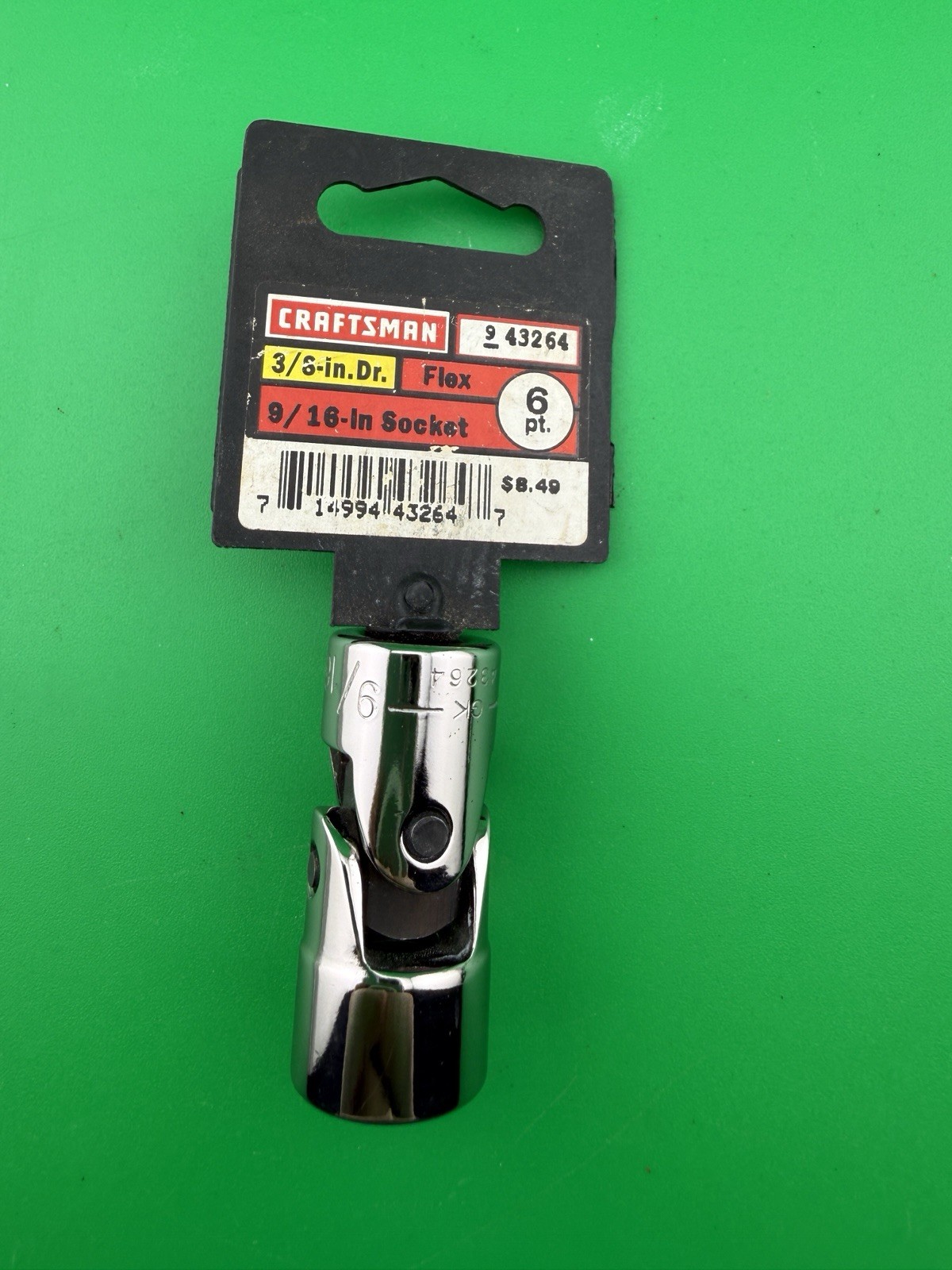 Craftsman Vintage 9/16” Universal Socket 6 Pt, 3/8” Dr. 43264 GK, NOS Hang Tag