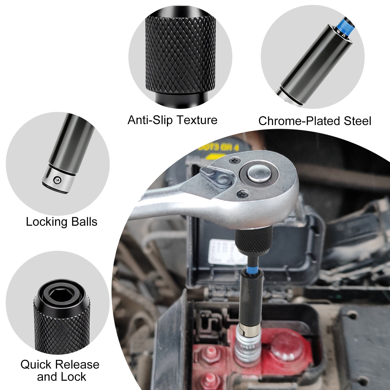 4X1/4″ 3/8″ 1/2″ to 1/4″ Hex Drive Ratchet Socket Adapter Reducer Air Impact Set