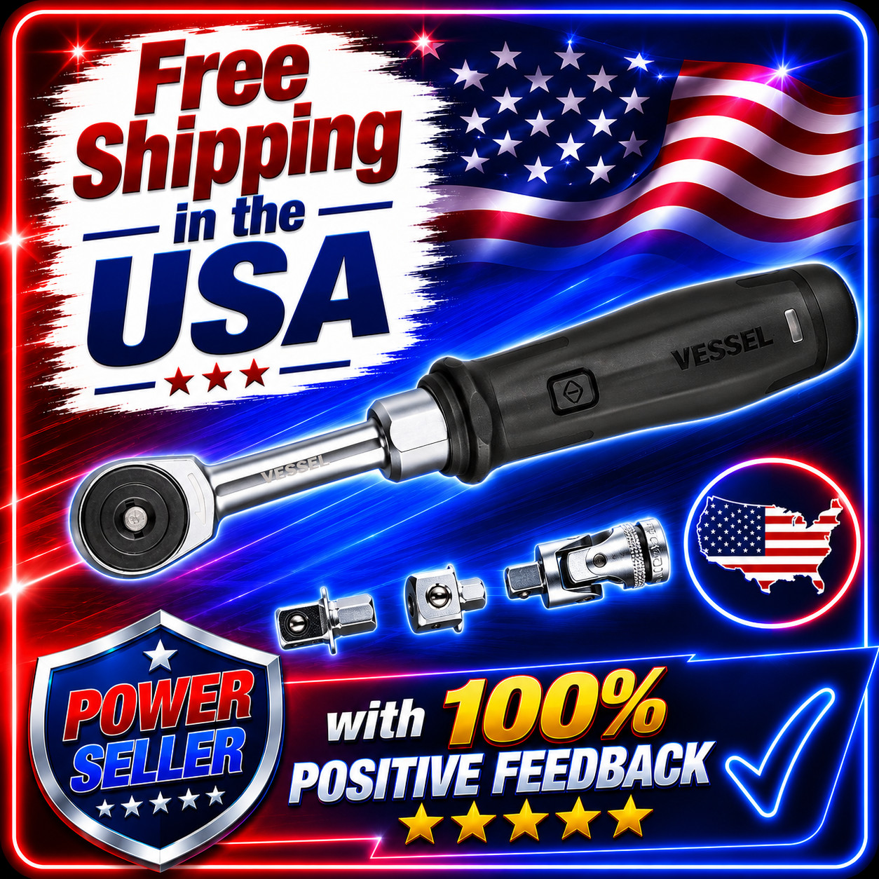 Vessel Tools 400ER2U E-ASSIST Mini Ratchet Wrench