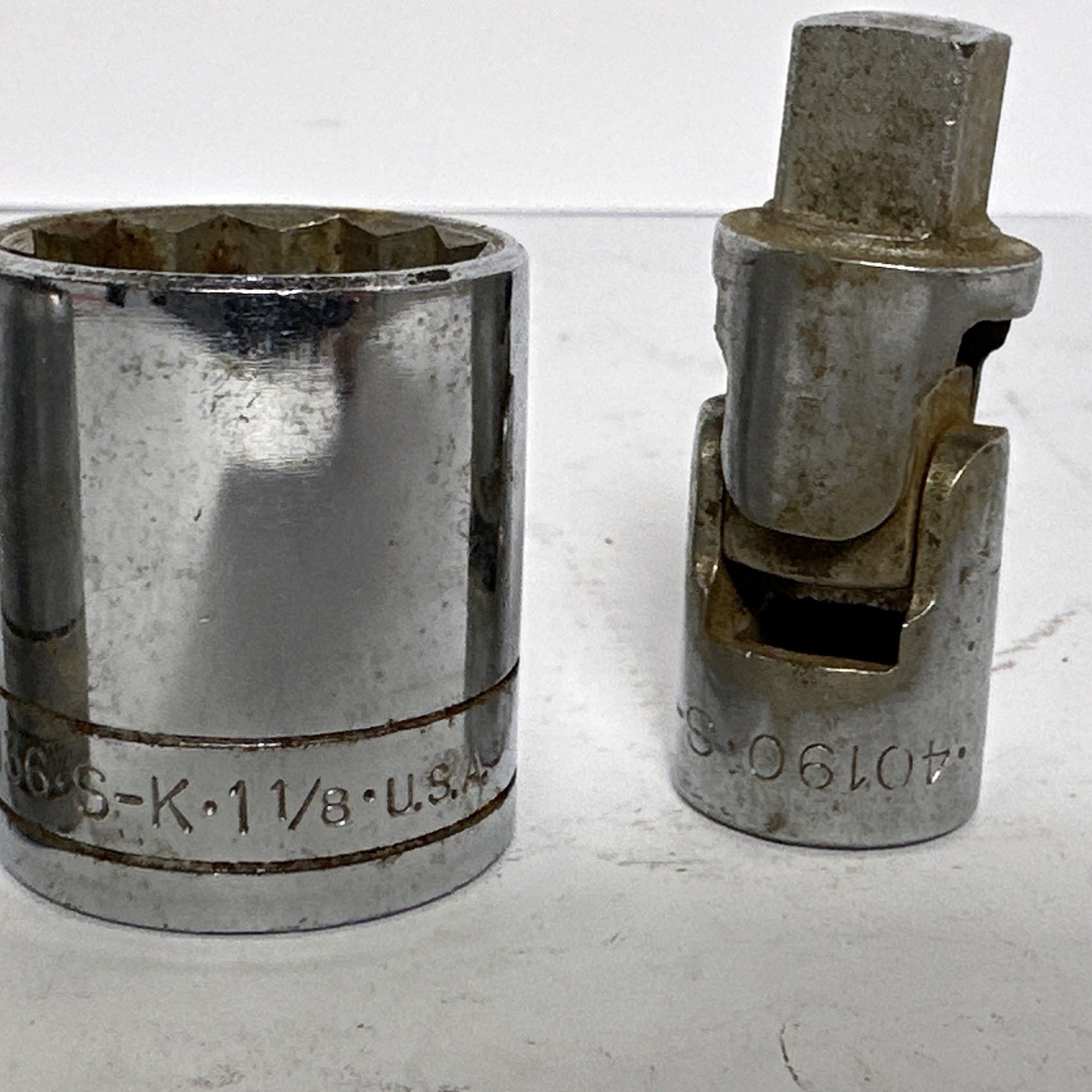 S-K SK 9pc 1/2” Drive SAE Socket Lot USA Vintage 6pt 12pt w/ Swivel