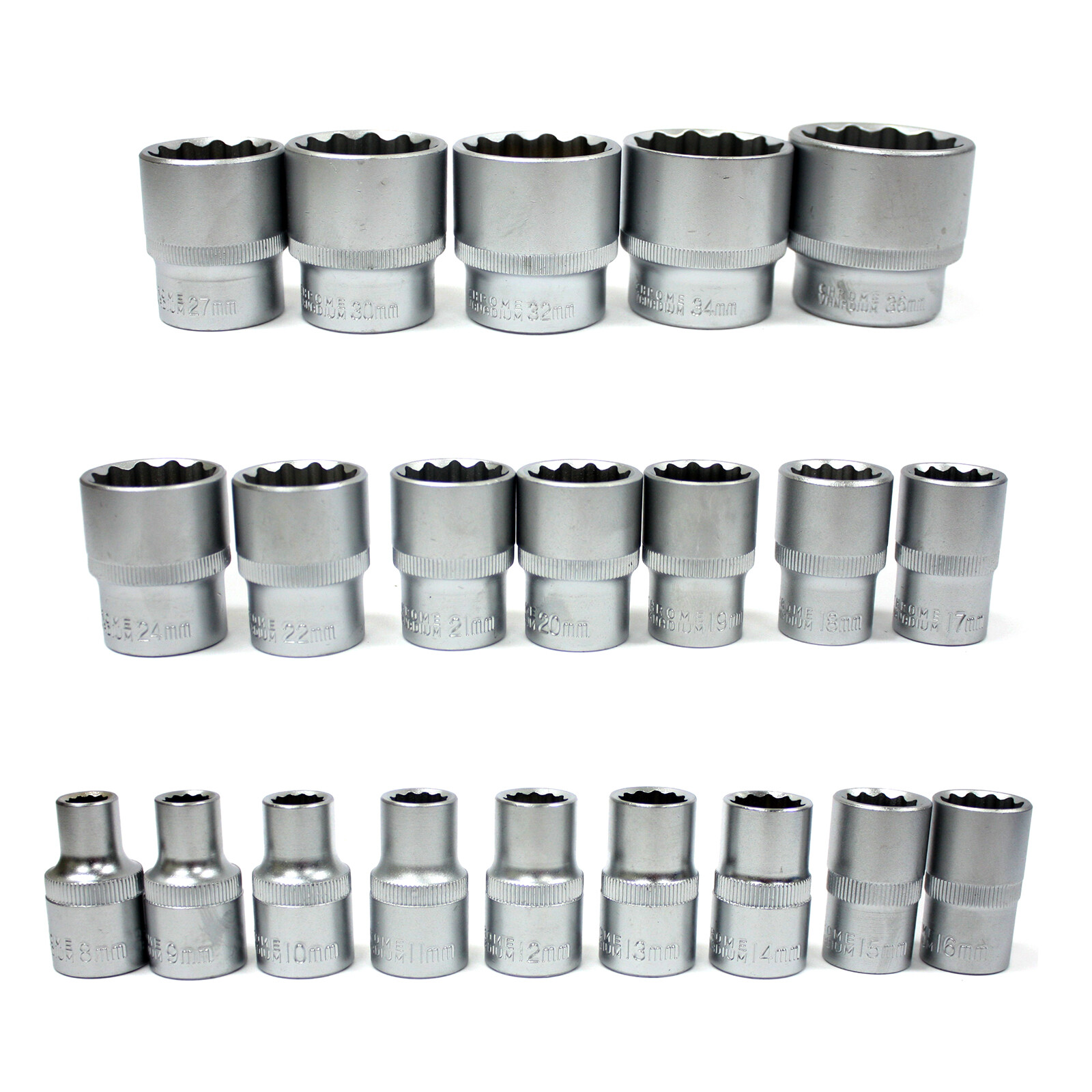 21pcs 1/2″ Dr. Spline Gear Lock Multi Bit Socket Set CR-v Metric 8-36mm