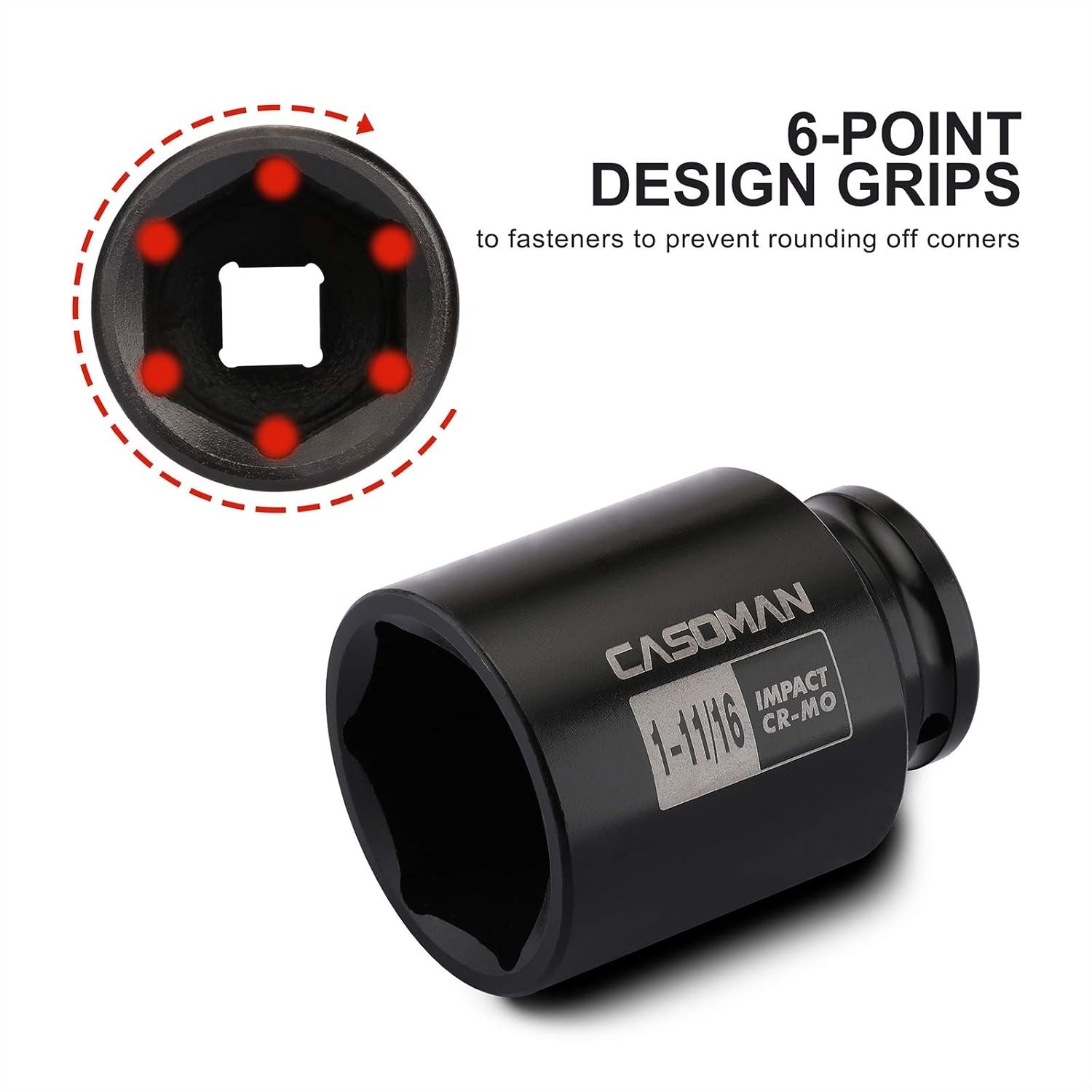 Chrome Molybdenum 6-Point Axle Nut Socket – 1-11/16″ for Impact Drivers
