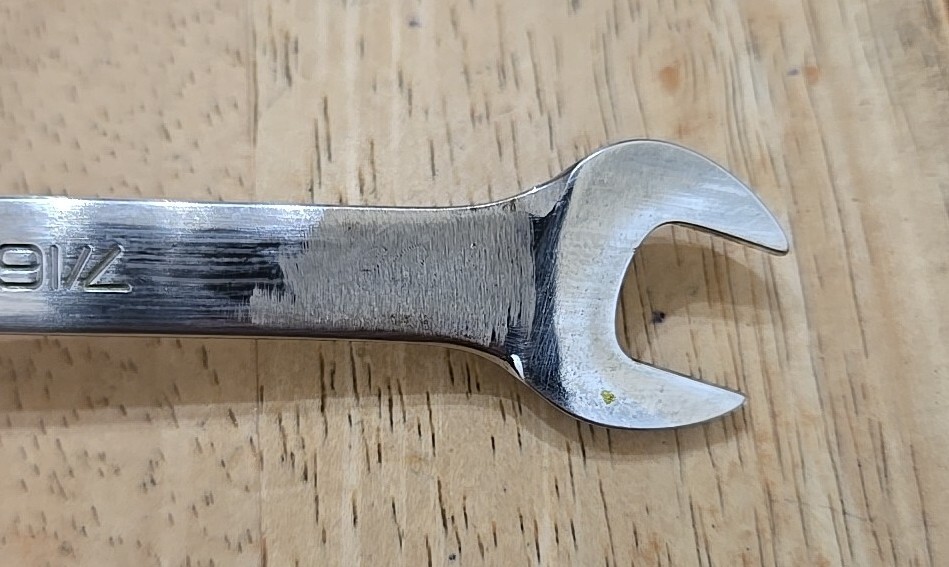 Snap On 7/16″-1/2″ Chrome Low Torque Slime Line Open End Wrench LTA1416