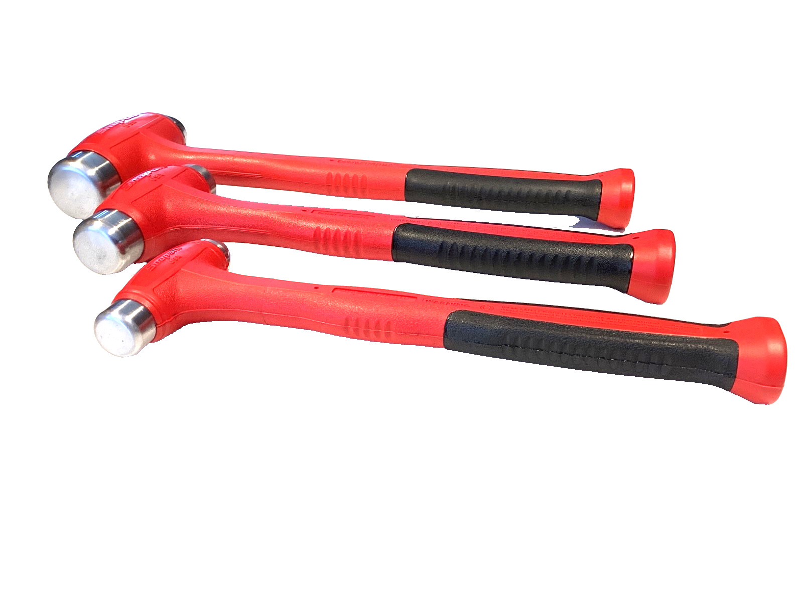 Snap On 3 Piece RED Soft Grip Ball Peen Dead Blow Hammer Set FOAM Tray HBBD302FR