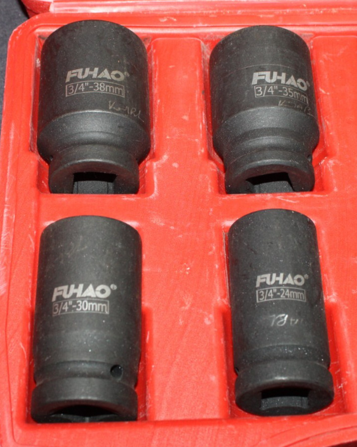 8 Pcs Fuhao 3/4-Inch Drive Deep Impact Socket Set 6-Point 24-38mm OM AO1092971