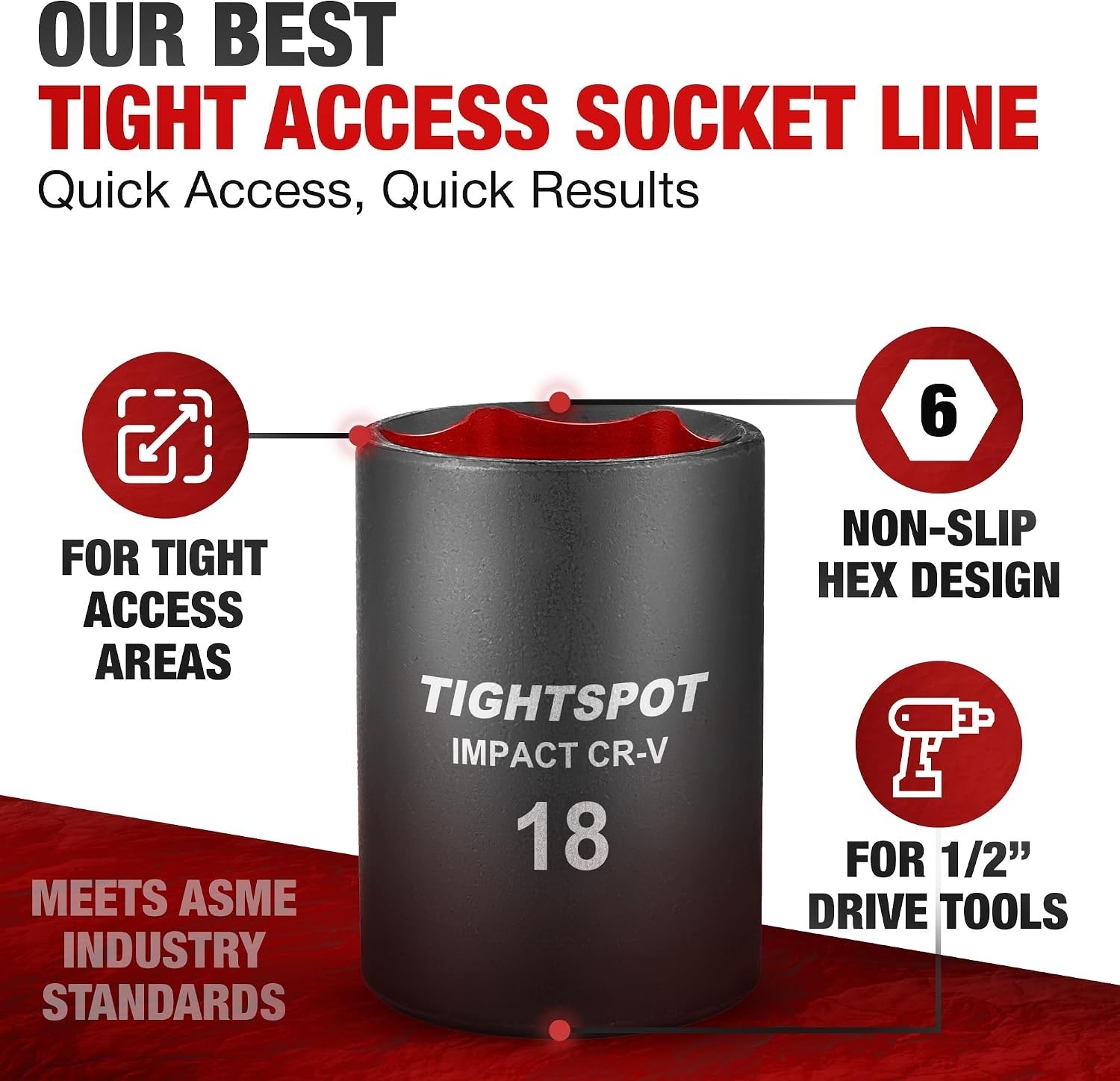 Durable 18mm Shallow Impact Socket – 1/2 Inch Drive, Manganese Phosphate Finish