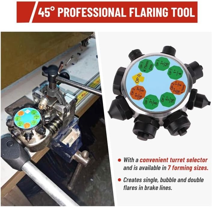 Brake Line Flaring Tool- 45 Degree Set Single, Bubble, and Double Flares 4 Size