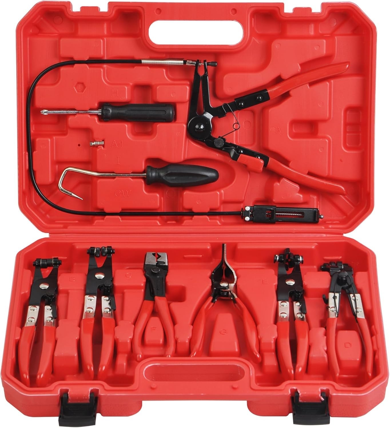 9Pc Hose Clamp Clip Remover Pliers Wire Long Reach Kit Fuel Oil Water Hose Tool