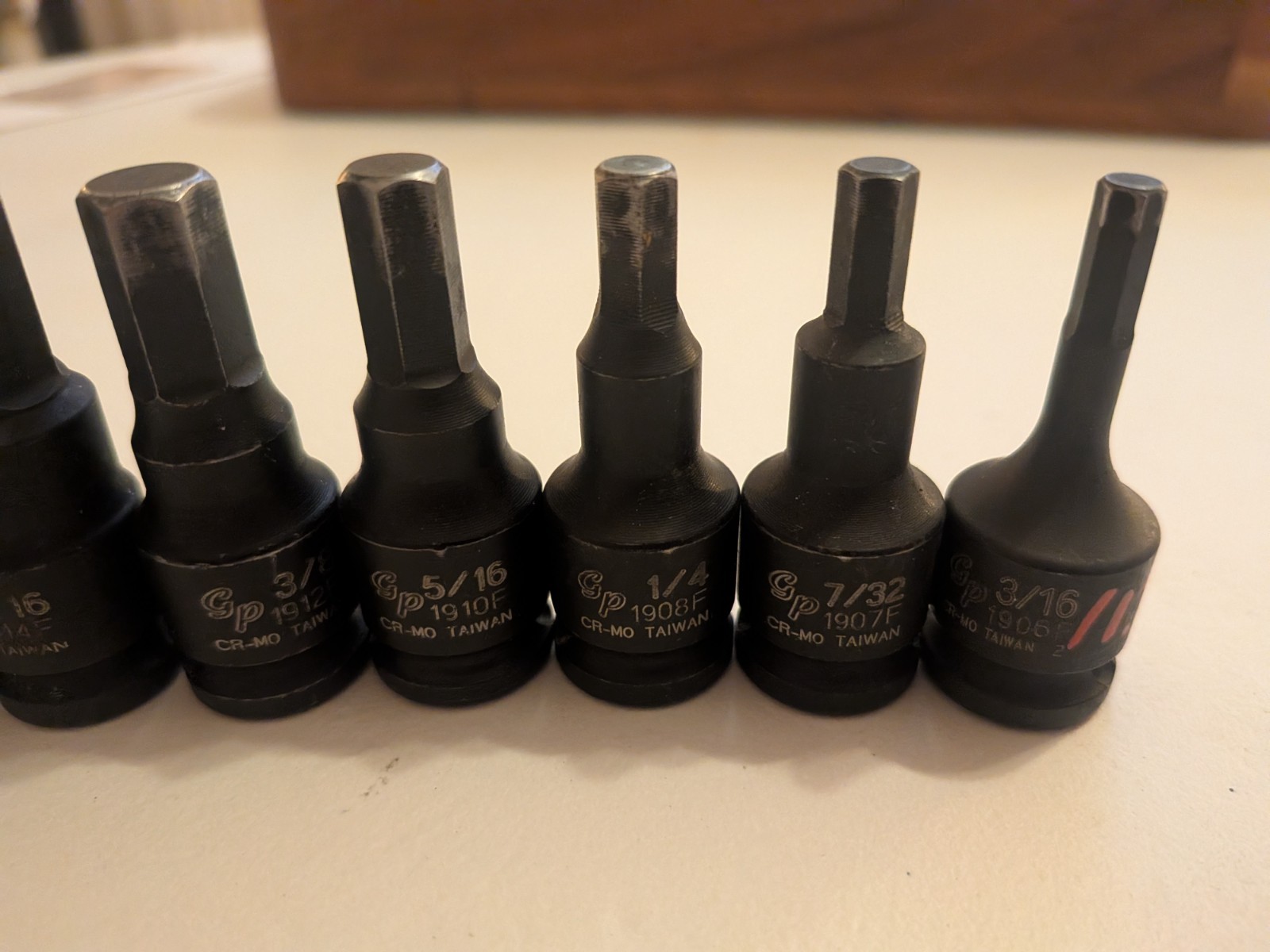 3/8″ Drive 7 Piece Hex Driver Set GRY-1297H, No box, No engraving