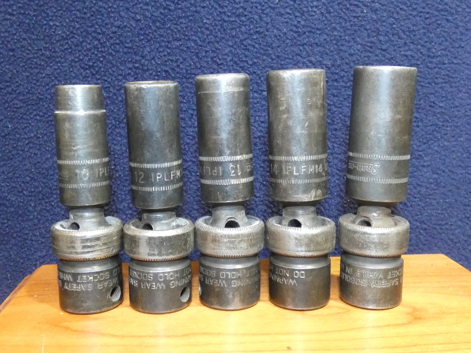 Snap-On 5 Piece 3/8 Drive Metric Deep Swivel Impact Sockets 10, 12, 13, 14, 15mm