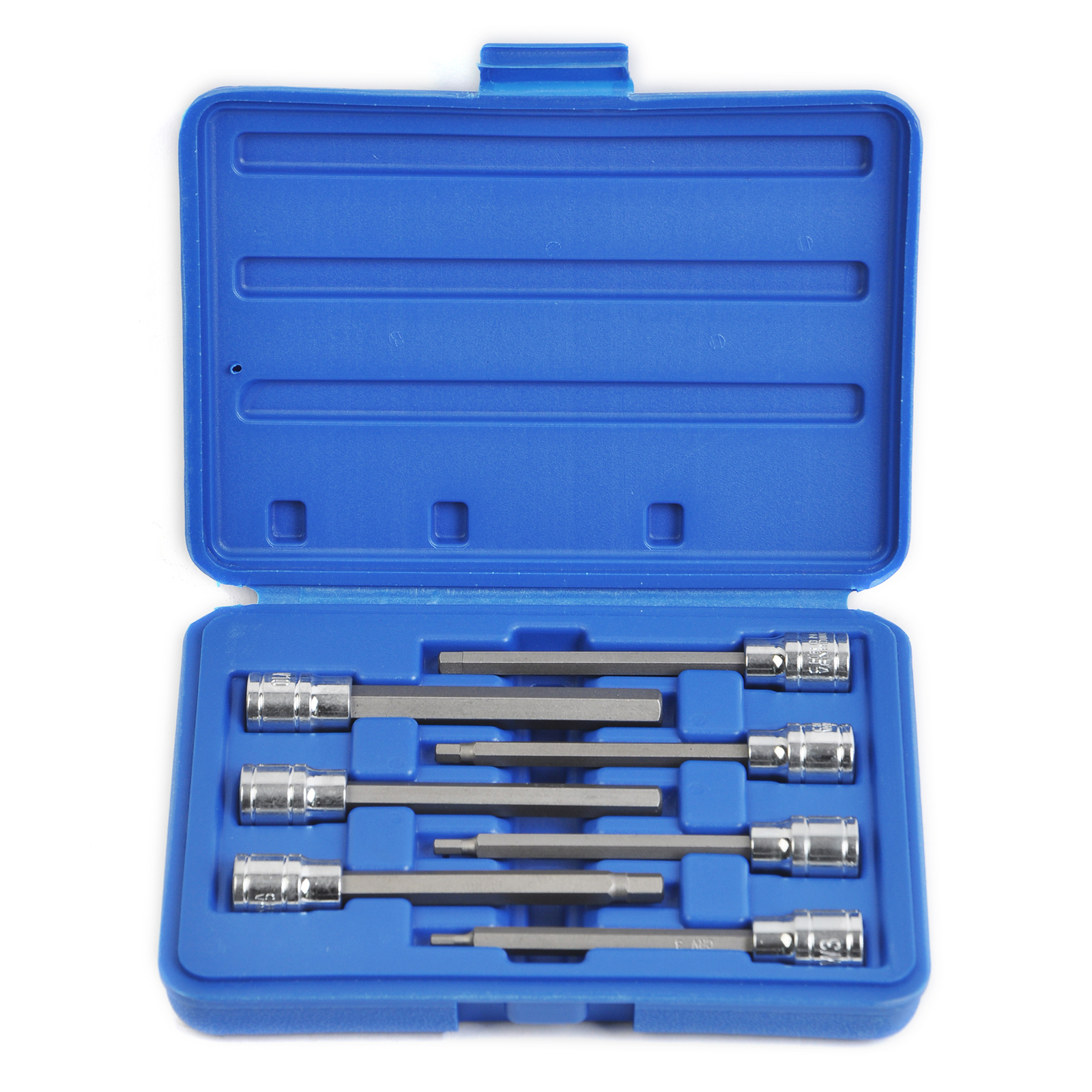 7Pc Extra Long Allen Hex Bit Socket Set 3/8″ Dr, Metric 3-10mm, S2 & Cr-V Steel