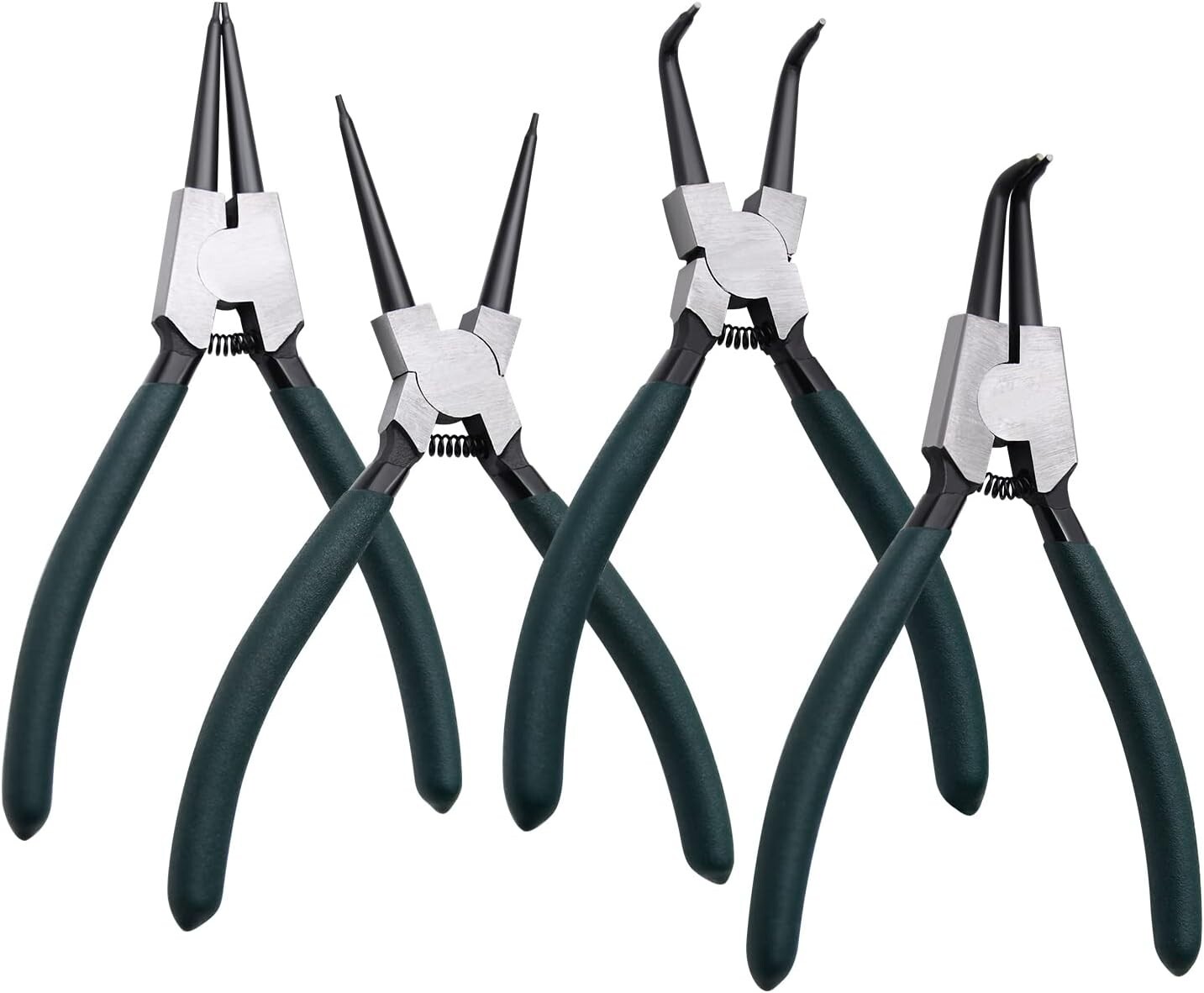 Precision 4pcs Circlip Pliers Kit, 7-Inch Internal/External Snap Ring Set