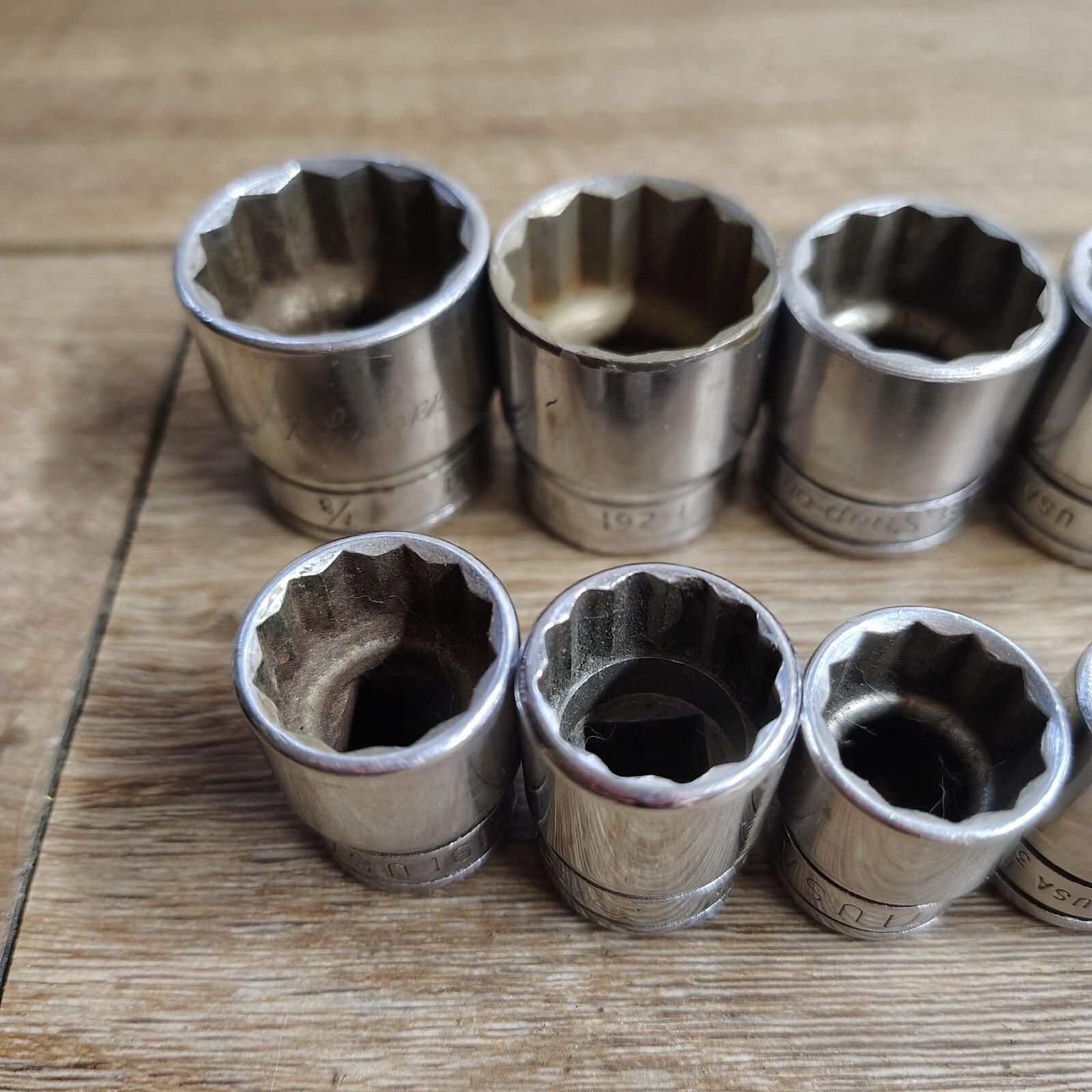 10 pc Snap-On Tools 3/8″ Drive 12-Point SAE Flank Drive® Shallow Socket SET