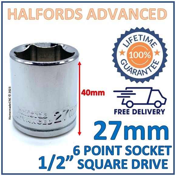 Halfords Advanced 27mm 1/2″ Square Drive 6 Point Socket -New- Lifetime Guarantee