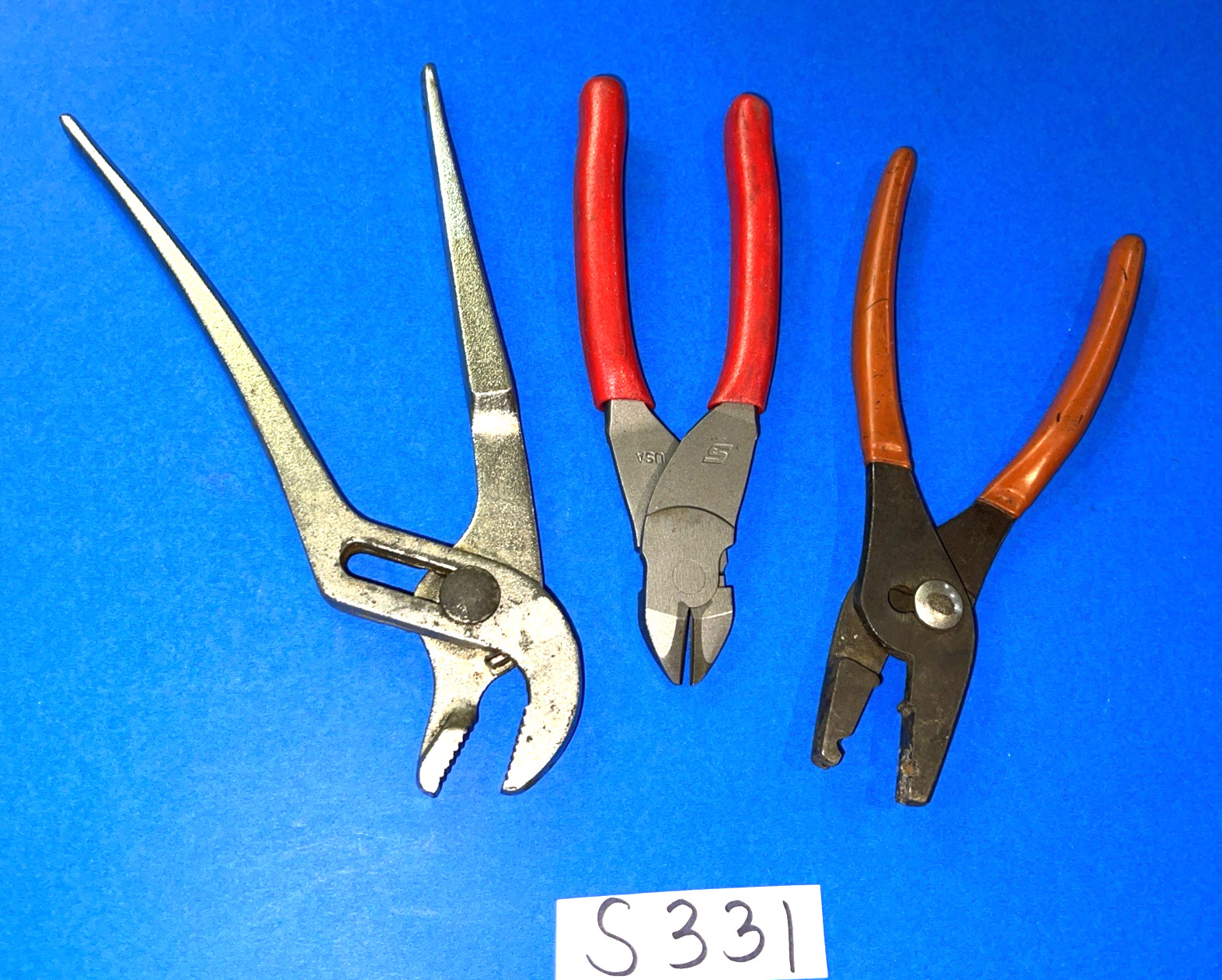 SNAP-ON TOOLS 3 PC. NEW DIAGONAL CUTTER & USED ADJUSTABLE JAW, HOSE CLAMP PLIERS