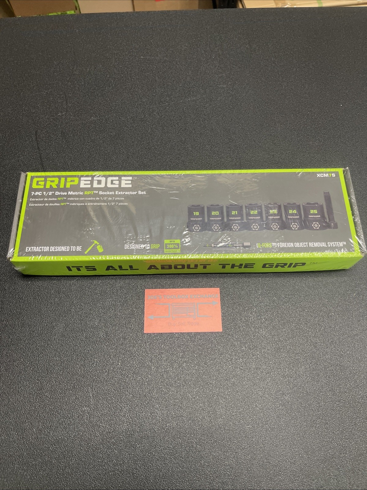 GRIPEDGE Tools | 7-PC XCM7S; 1/2» Drive Metric RPT Socket Extractor Set | Size