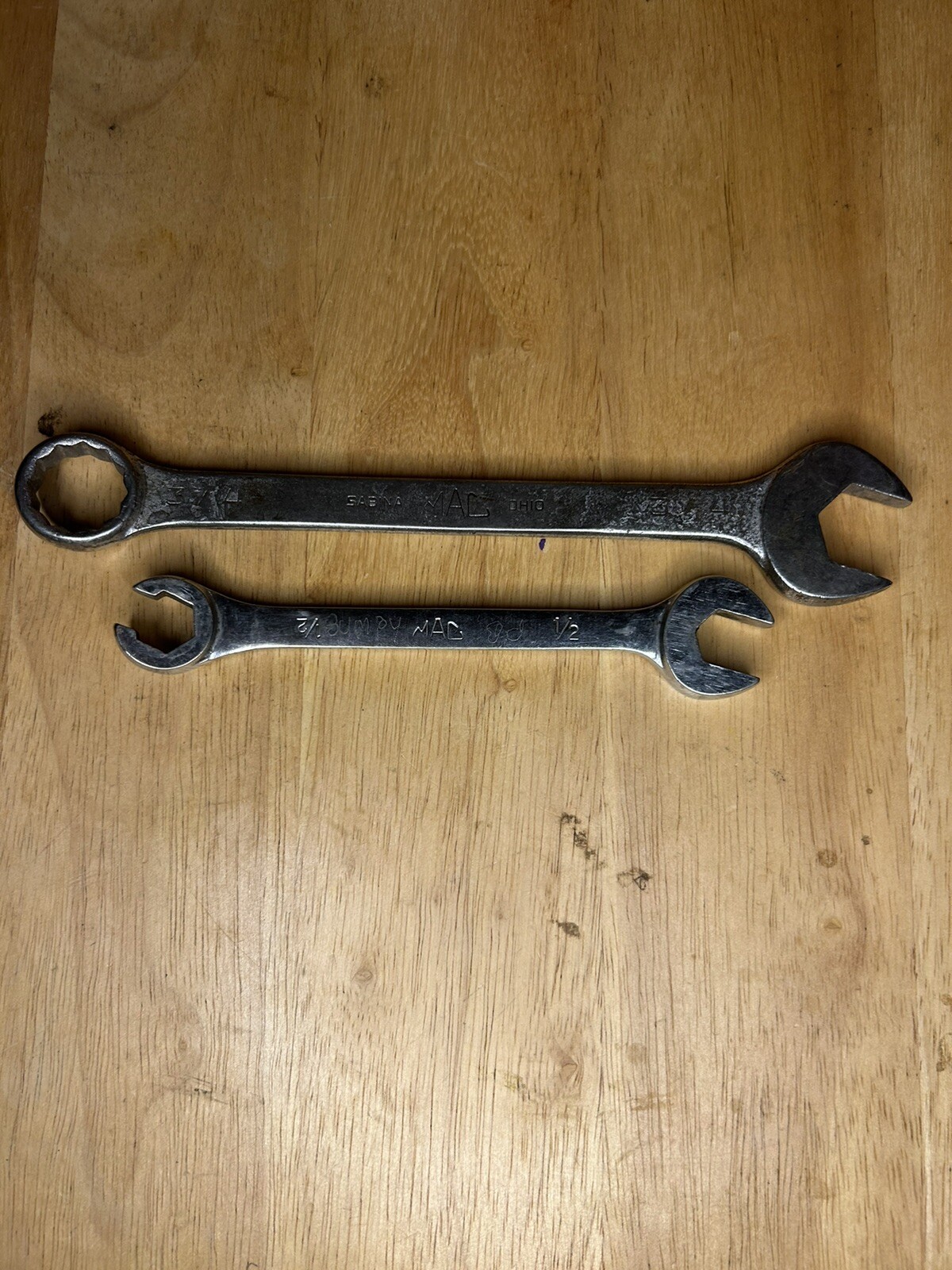 Set Of Two Mac Wrenches 1/2” Open End Cob16 / 3/4” Combination 6CW24 Yes